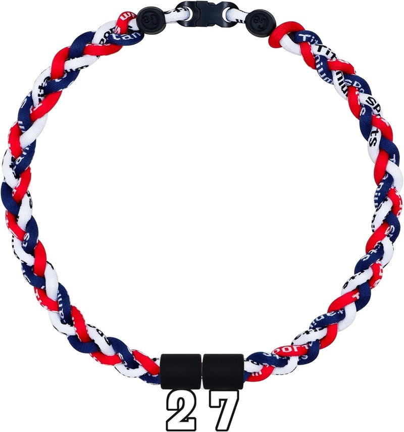 SUPBOMM Baseball Rope Necklaces, League Team Colors Braided Necklace with Number Pendant, Baseball Team Gifts - Image 1